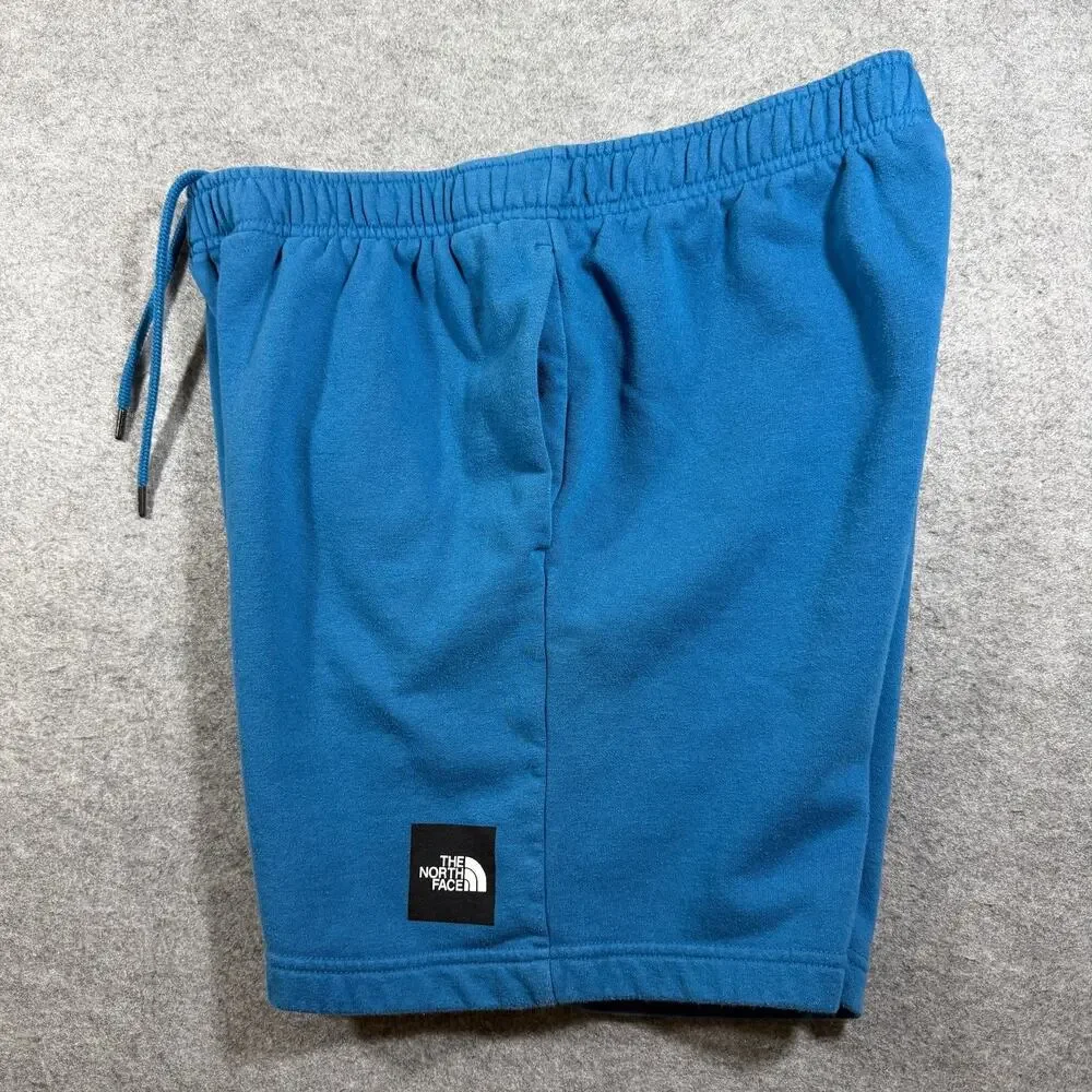 The North Face Half Dome Fleece Shorts Mens L Blue Elastic Waist Logo Outdoor